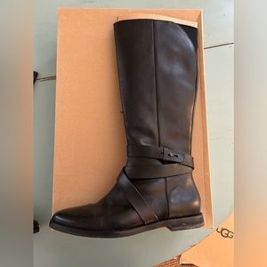Cole Haan Tall Black leather Boots with ankle wrapped detail